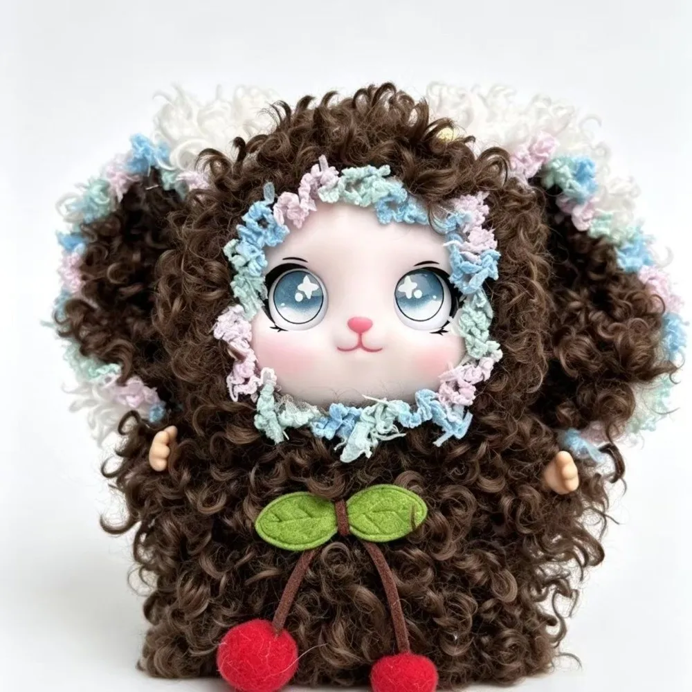 Big Ear Curly Hair Rabbit Doll Figures Ornaments Bag Hanging Rabbit Plush Keychain Vinyl Collectible Bunny Plush Doll Pendant