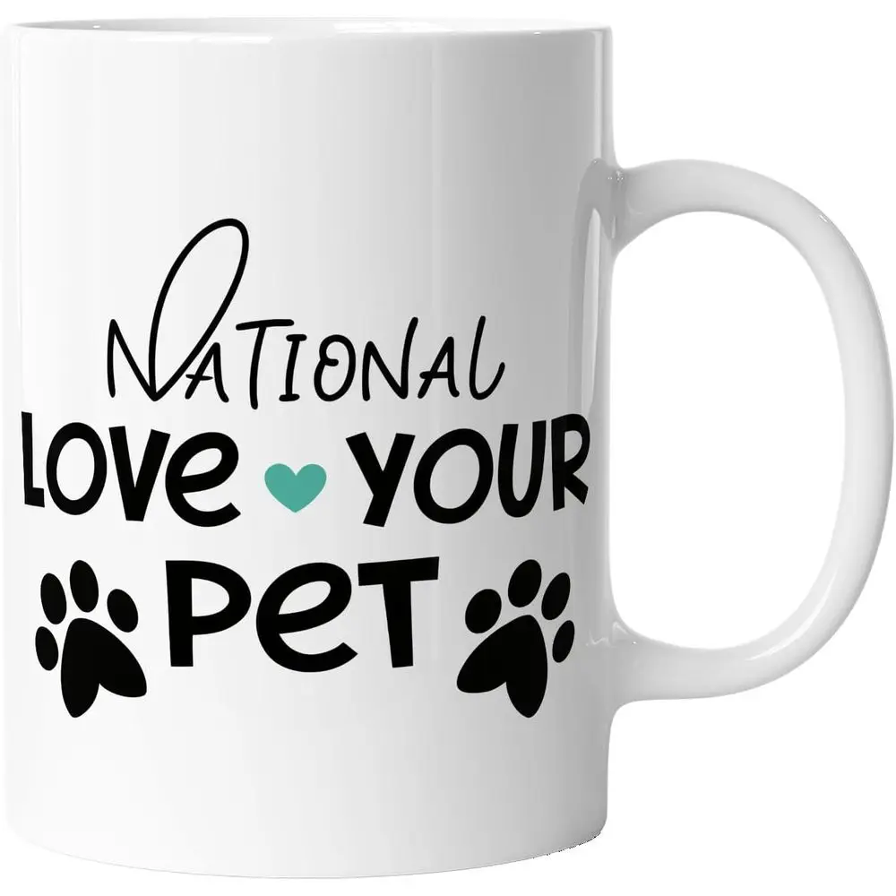 Taza de Celebración del Día Nacional de las Mascotas Ceic de 11 oz, Set de 72, Diseño de Huella de Corazón de Amor por tu Mascota, Regalo de Apreciación Animal para Perros o Gatos