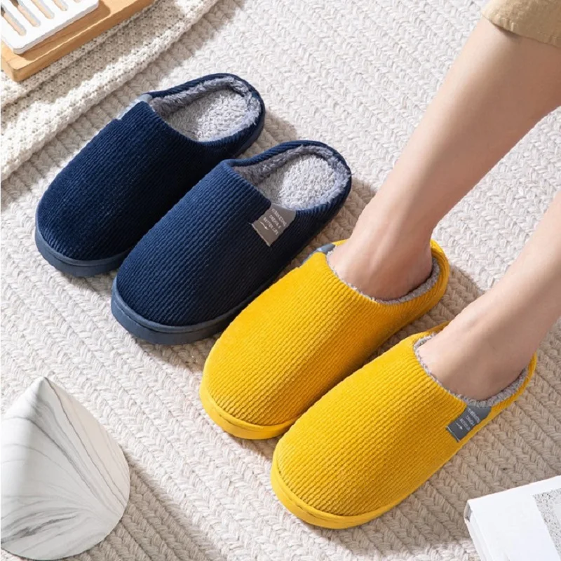 Women Home Slippers Winter Warm Casual Shoes Men Soft Sole House Slides Non Slip Flats Indoor Bedroom Couples Floor Slipper