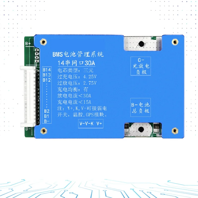 14S 50A Ternary Lithium Battery Protection Board 52V Charge and Discharge with Voltage Balance Bms Function for E-Bike