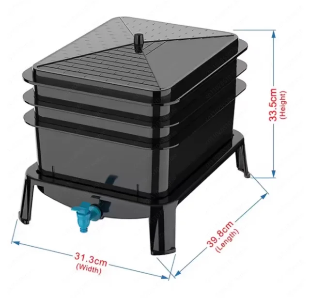 Worm Farm Compost Bin, Produces Organic Fertilizer from Kitchen Scraps, Indoor Outdoor Garden