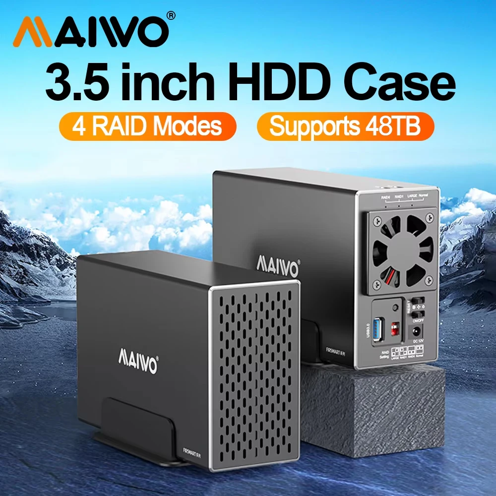 

MAIWO 2 Bay HDD Docking Station SATA To USB 3.0 Hard Drive Docking Station for 3.5 Inch Hard Drive Case with 4 RAID Modes Case