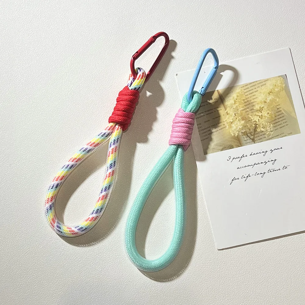 LLavero de cuerda para bolso de teléfono móvil con colgante fluorescente de malla, accesorios decorativos creativos de moda, correa para la muñeca