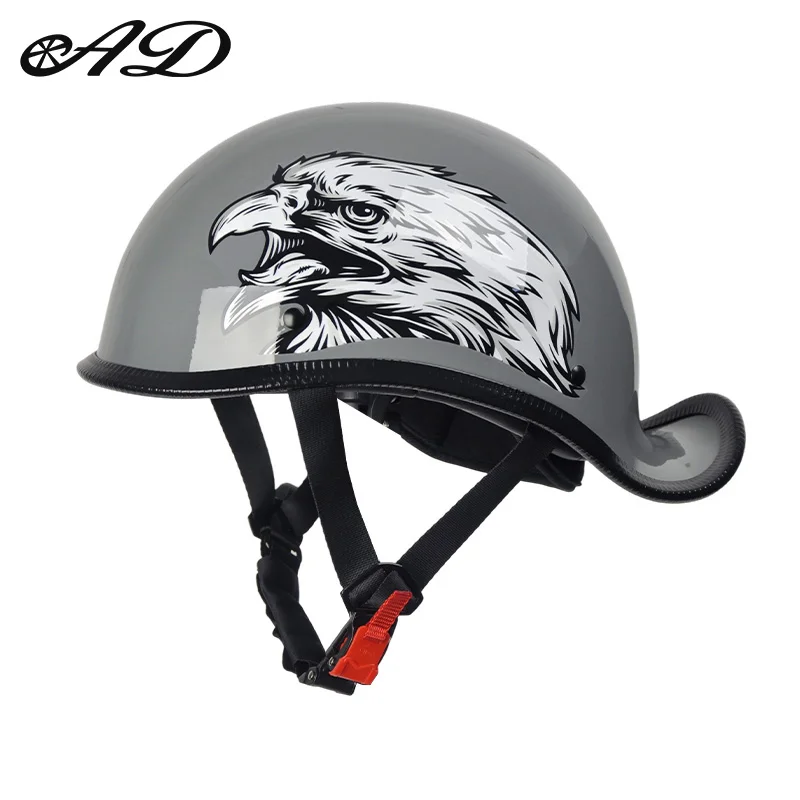 High Quality Ultra Light Cruise Motorcycle Helmet Summer Riding Half Helmet Retro Helmet Motorcycle Upturned Tail Ad Helmet