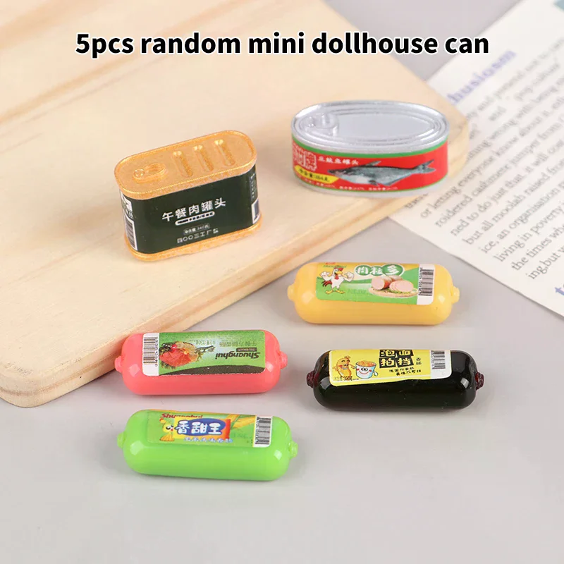 

Dollhouse Miniature Food Decoration 5Pcs 1/12 Dollhouse Simulation Ham Canned Dolls House Accessories Pretend Play Toys