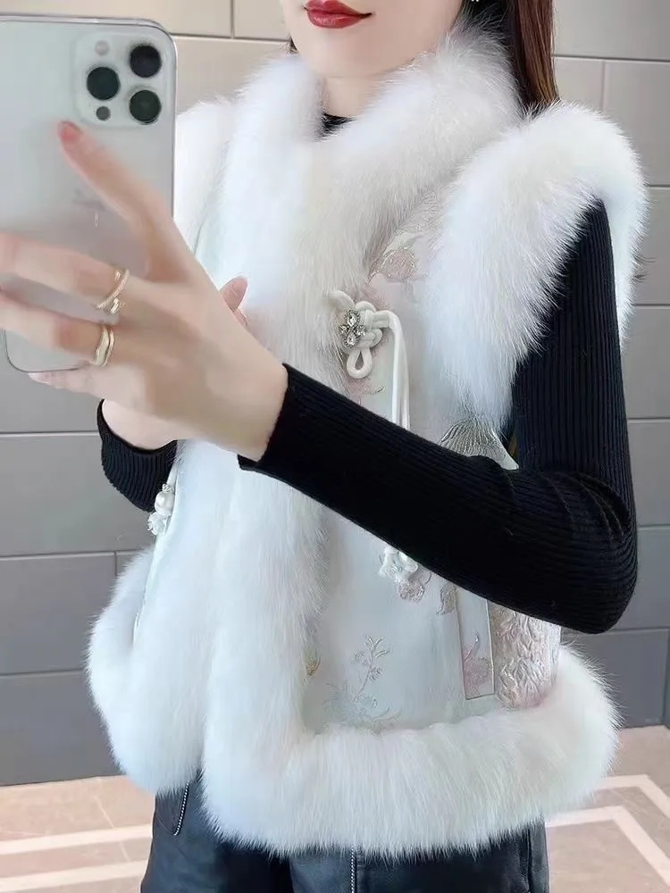 سترة صينية Sle Fur Jaet 800 جرام من الفرو الاصطناعي خفيفة الوزن للشباب ومتوسطي العمر ملابس خارجية نسائية طويلة...