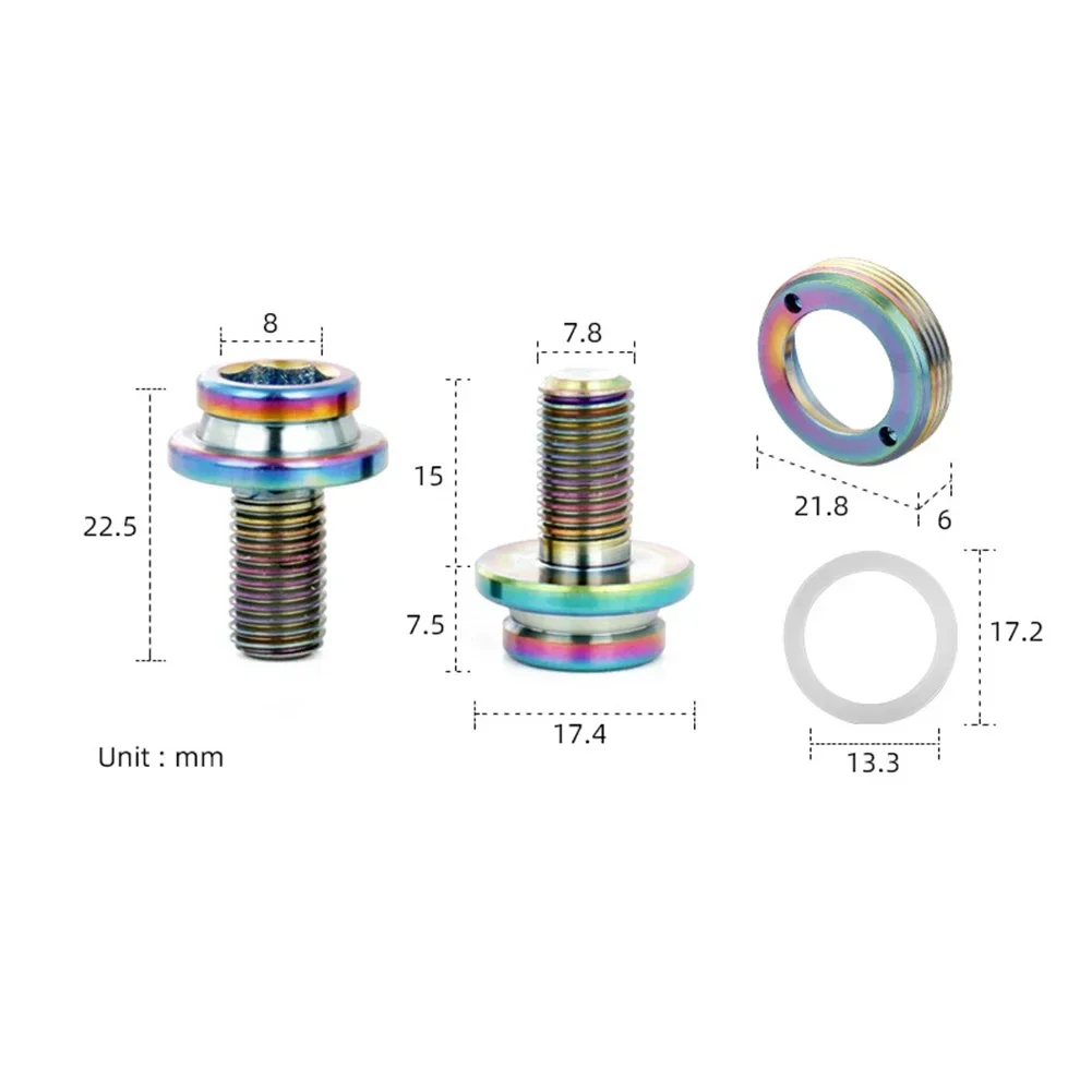 Bike Crankarm Bolt M8x15mm Bicycle Toothed Disc Crank Locking Clam Titanium Alloy Square Hole Bottom Bracket Crank Screw