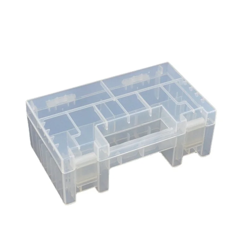 Caja de almacenamiento de plástico duro antiimpacto, resistente al desgaste, caja de batería, organizador práctico, soporte de compartimento interior transparente, AA, AAA