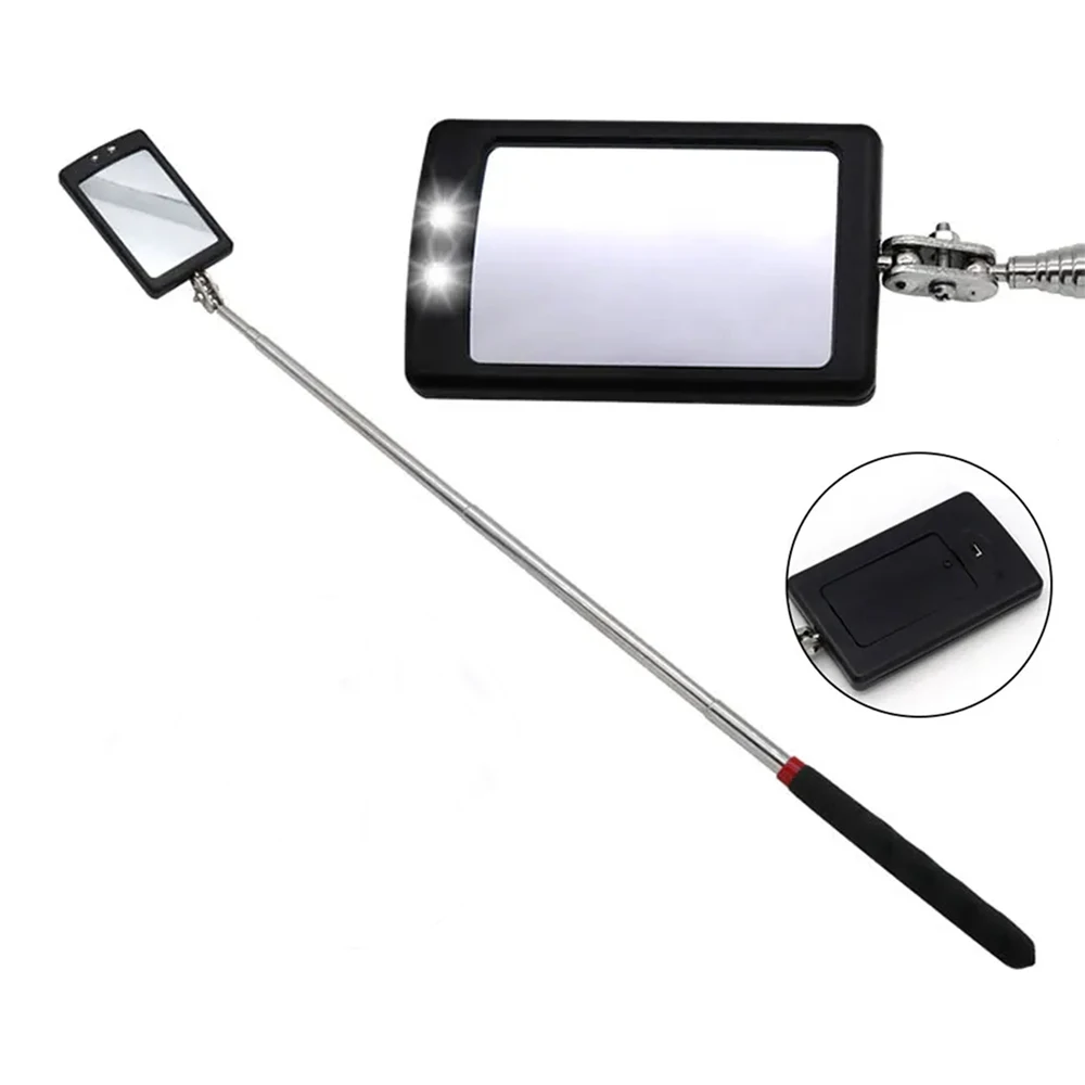 Espejo de inspección de cabeza Flexible telescópico portátil con luz LED ajustable, visión giratoria de 360 grados, herramientas manuales automáticas, 1 pieza