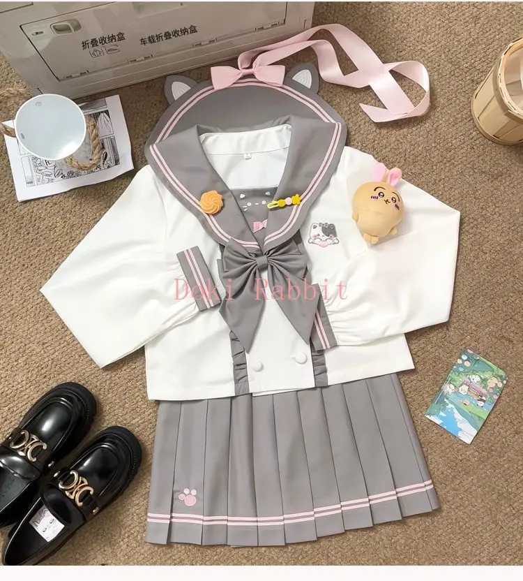 

Preppy Style Women's Suit 3 Pieces Set Embroidery Pleated Skirt Sets Japanese Kawaii Sweet Campus Daily Casual Streetwears 2026