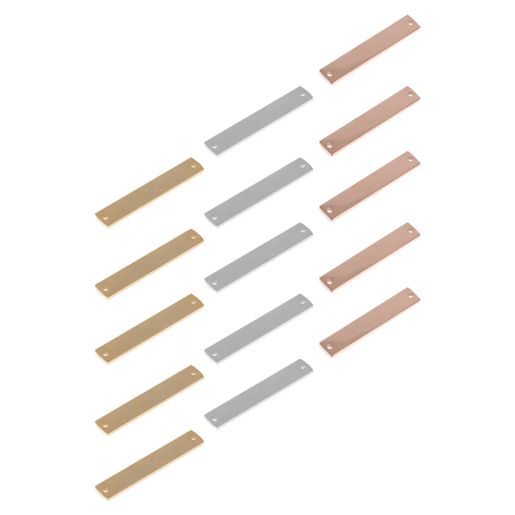 15Pcs Stainless Steel Charms DIY Blank Stamping Tags Engravable Rectangular Pendants Jewelry Making Craft Accessories