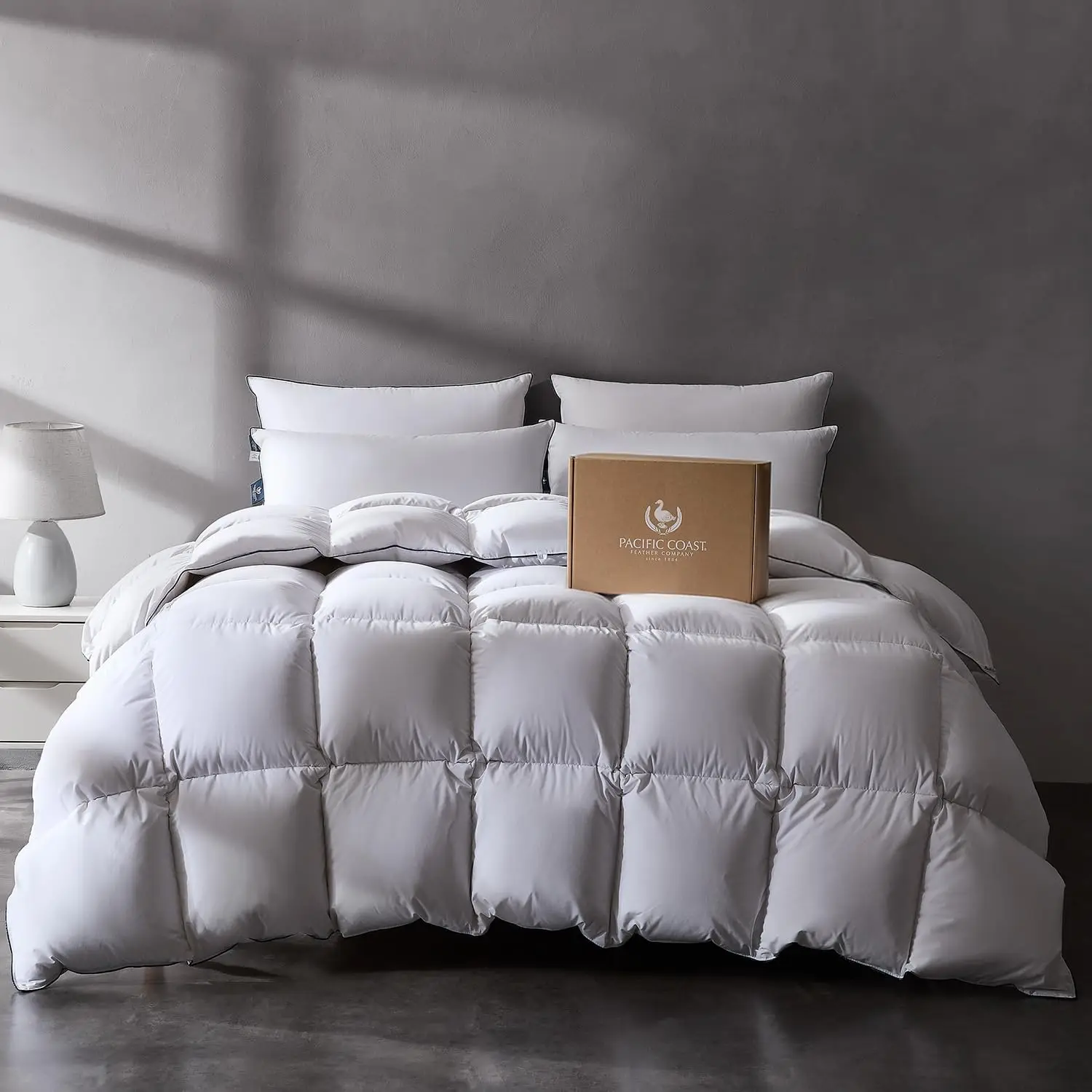 Twin White Goose Feather Down Fiber Comforter All Season Fluffy Hotel Bedding Ultra Soft Breathable Fabric Duvet Insert With Eig