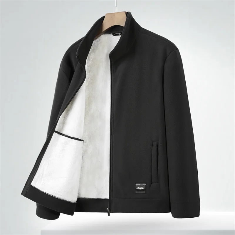 

2025 Winter new style polar fleece coat for middle-aged and elderly people, men's thick top, casual outdoor dad wear, warm jacke