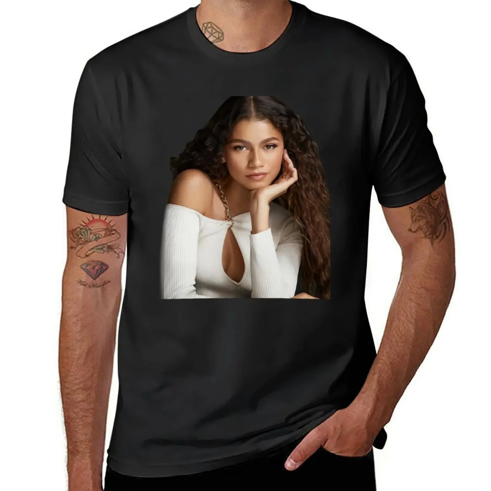 zendaya- rue T-Shirt tops hippie clothes plus size clothes designer t shirt men