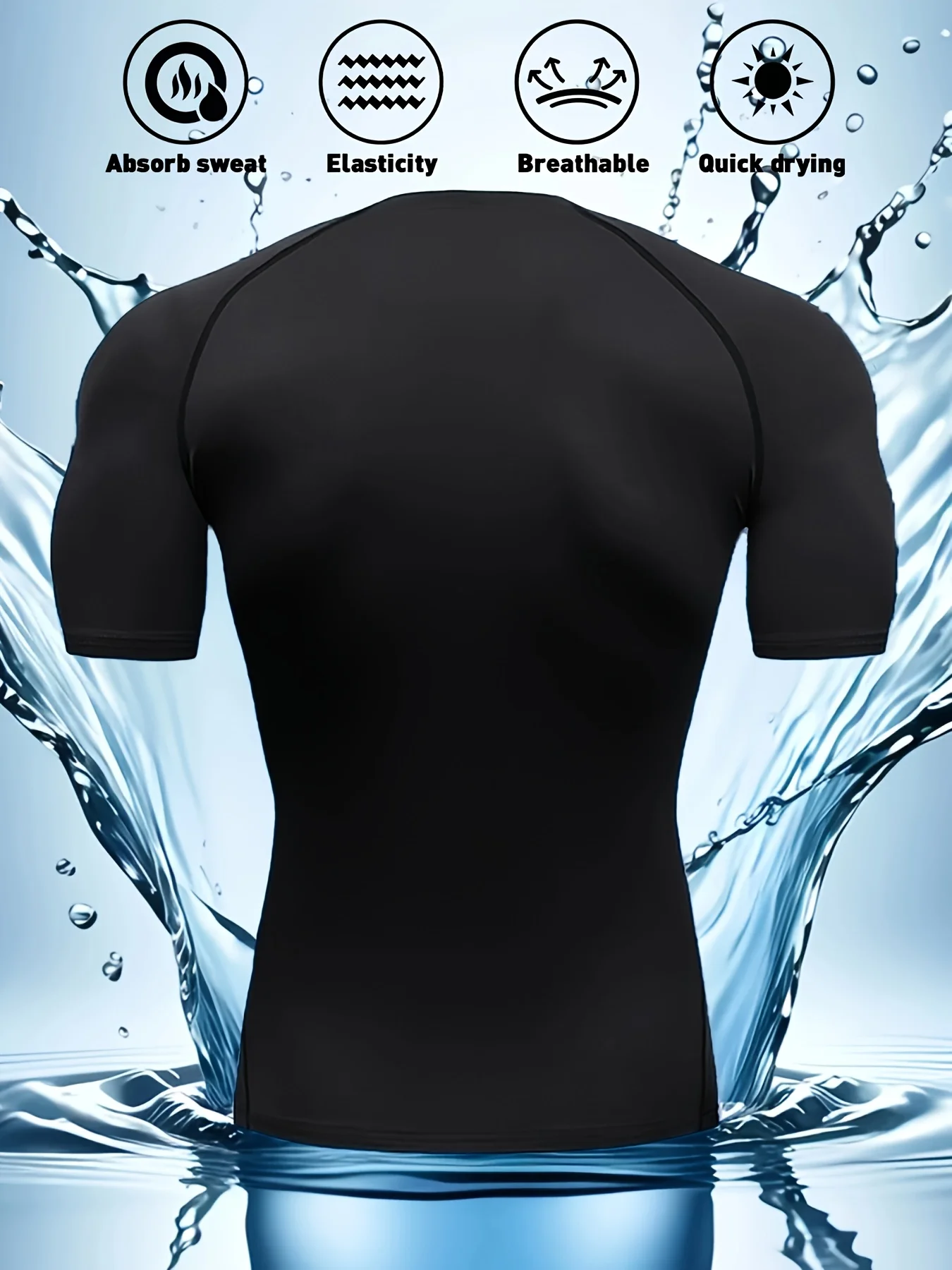 Men's quick-drying compression shirt with high elasticity fabric suitable for fitness running,swimming and surfing-J46