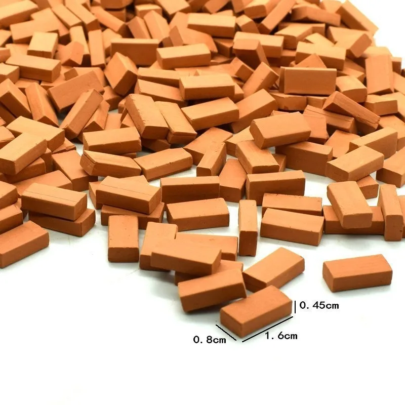 200 Pieces Mini Bricks For Landscaping Miniature Bricks Brick Wall Small Bricks For Dollhouse Garden Parts 1/35 Scale