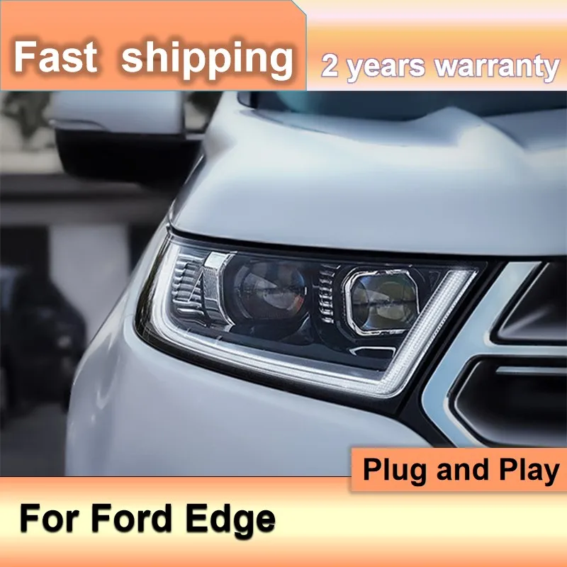 

Автостайлинг для Ford Edge фары 2015-2018 Ford Edge фары светодиодные динамические поворотные сигналы DRL Hid фары Bi Xenon Beam автомобильные