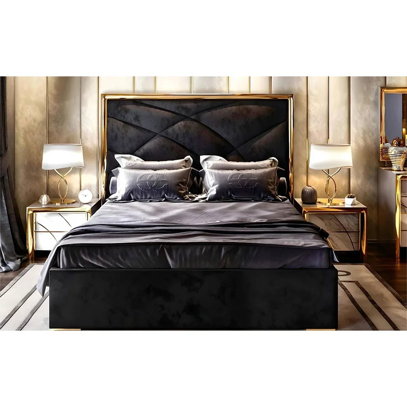 

Italian light luxury widescreen master bedroom bed high-end atmosphere