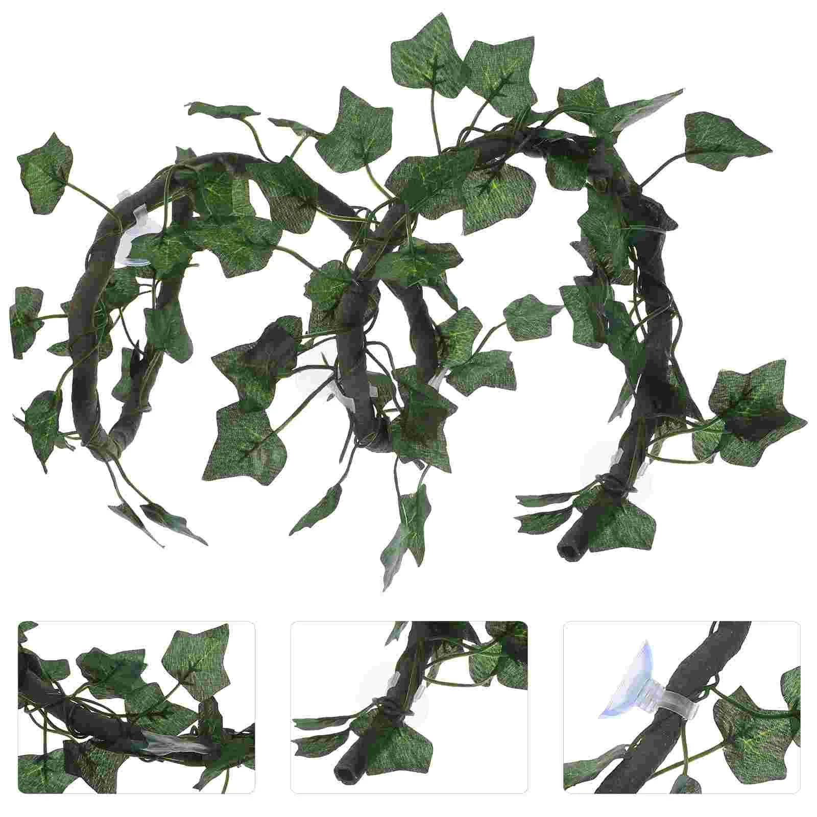 Wisteria Artificial Flowers Toys Jungle Vines Beard Frogbit Green Rattan Strip for Reptile