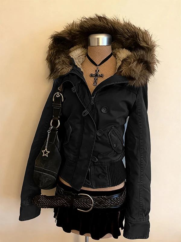 

Женское джато с воротником из искусственного меха Thiened, оригинальное пальто кофейного цвета с подкладкой, теплое хлопковое пальто Sli для поездок на работу...