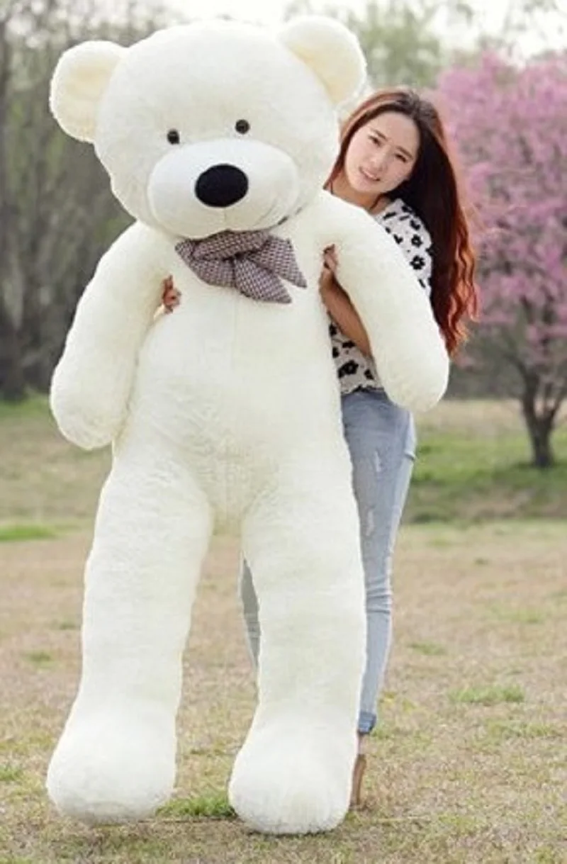 

the biggest bear toy plush toy cute big eyes bow stuffed bear toy teddy bear birthday gift white 200cm