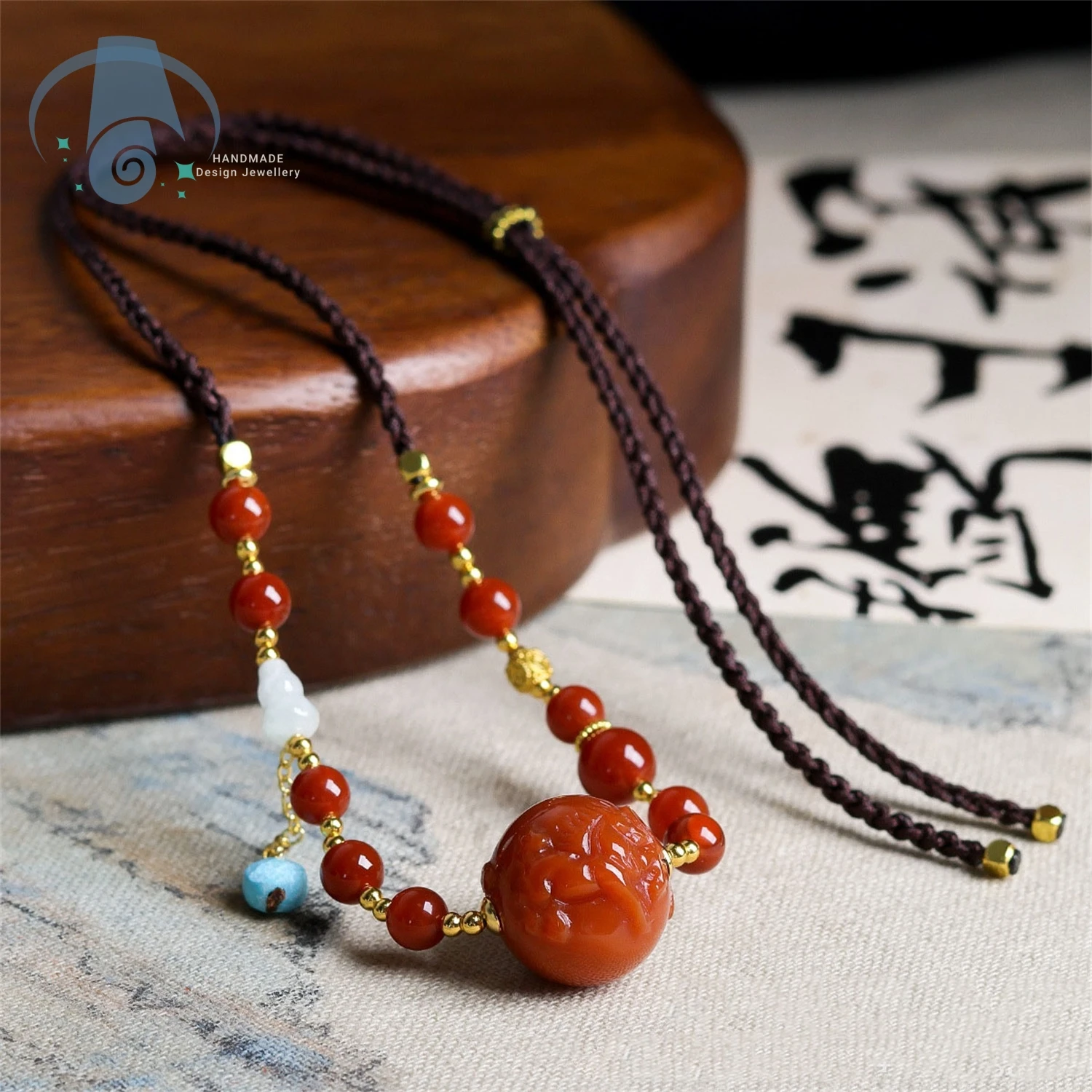 natural-nanhong-agate-jade-gourd-pendant-necklace-with-cinnabar-beads-adjustable-corded-elegant-new-jewelry-gift-for-women-daily