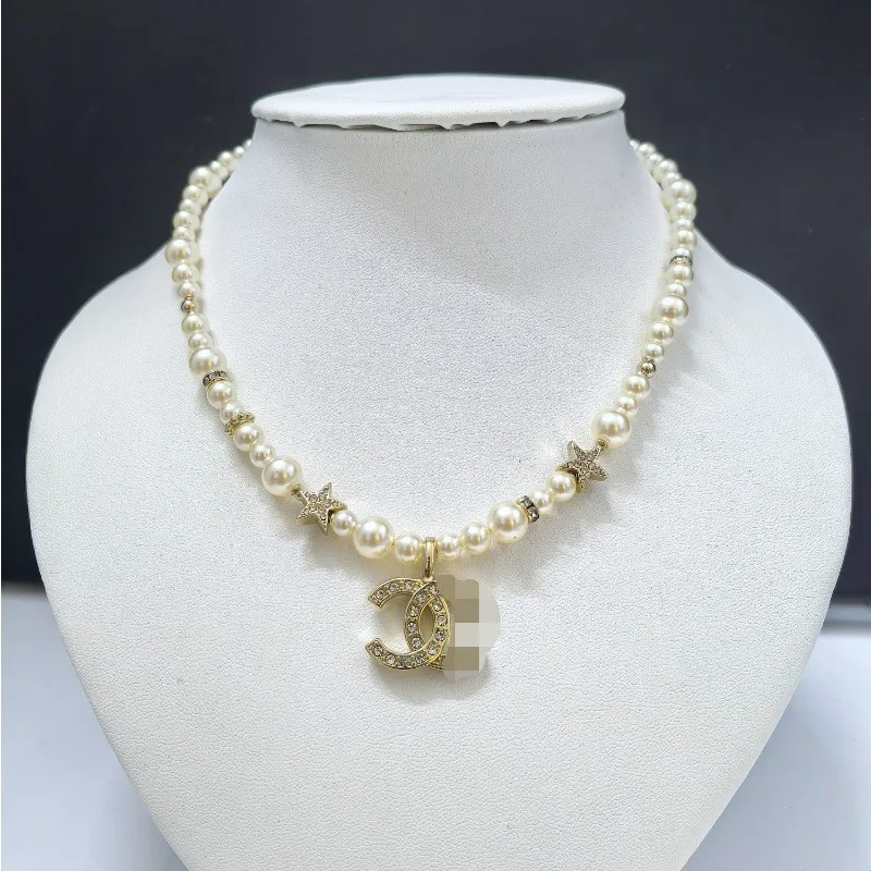 

Xiaoxiangfeng Fashion Versatile Pearl Necklace Premium V Gold High Color Retention Temperament Xiangjia Micro-inlaid Neck Chain