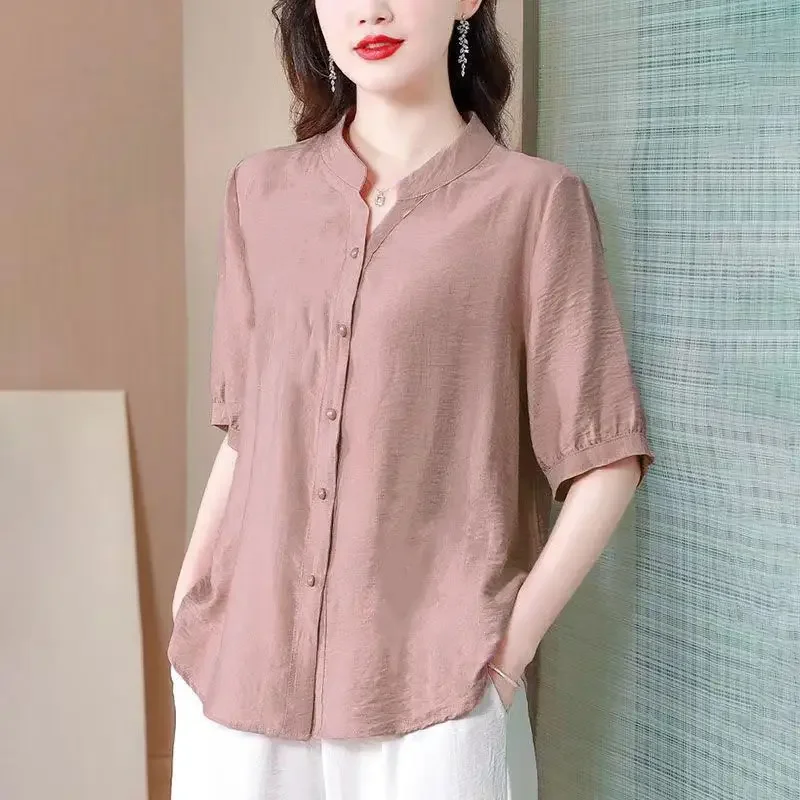 

New Breathable Top Summer 2025 Pure Cotton Shirt New Retro Top Loose