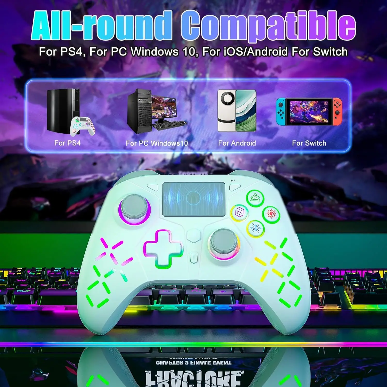 Controlador sem fio para p5 com sensor de motor duplo touchpad jack/turbo/6 eixos sensor função, compatível ps3/ps4/pro/slim/ps5/pc