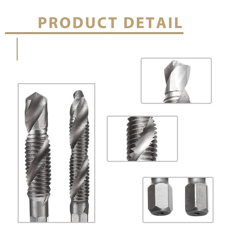 

6pcs Tap Bit Set Metric Thread Drill High Speed Steel Shanks Spiral Tapping Tool Size Engraved Durability Tools Accessories