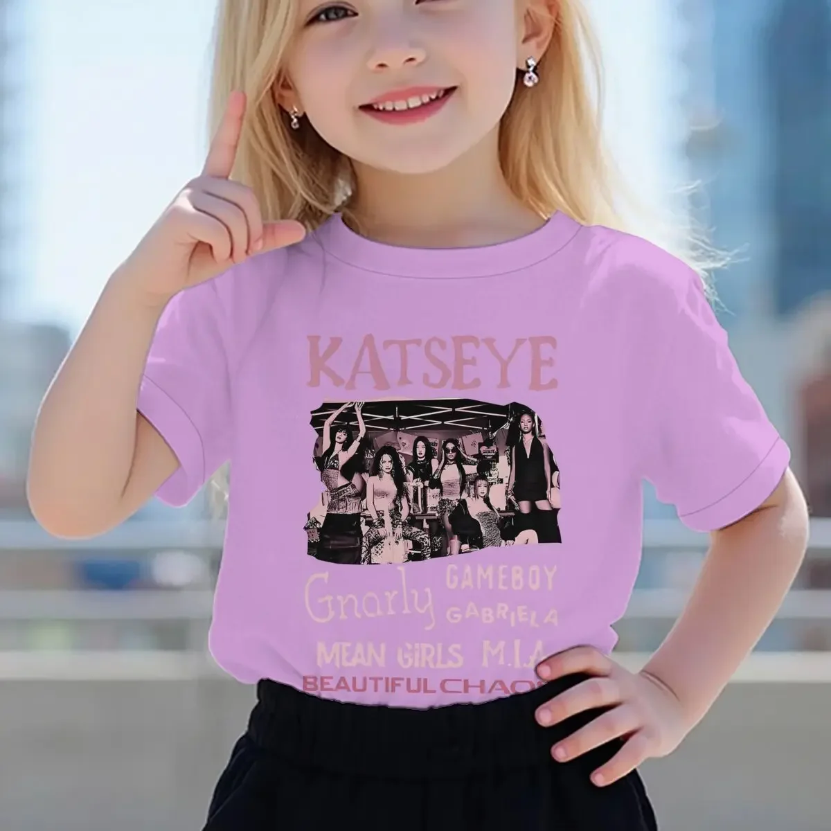 Jugendliches Mädchen-Baumwoll-Streetwear-T-Shirt mit Katseye-Print, Kinder-Sommerkleidung, Mädchen-Kurzarm-T-Shirt, modische Oberteile für Kinder – Detail 6