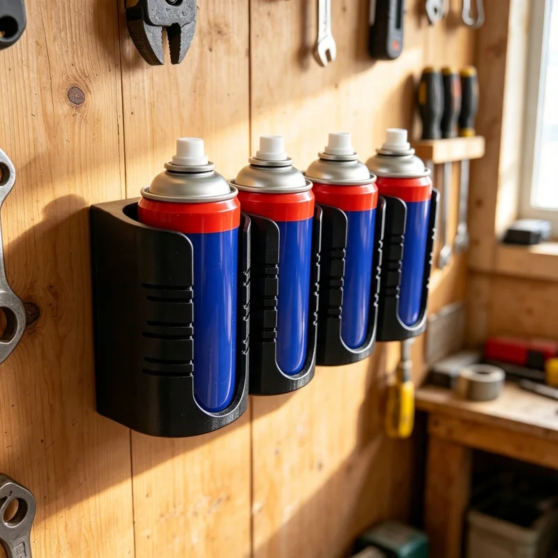 1pc-4-Hole Spray Bottle Holder – Utility Room Organizer – RV Door Spray Can Storage – Wall-Mounted Rack for Caulk/Glue Tubes