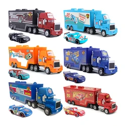 Disney Pixar Cars Trucks With Car Mack Truck Lightning McQueen Racing Toy 1/55 Ratio Die Casting Ramirez Model Children's Gifts
