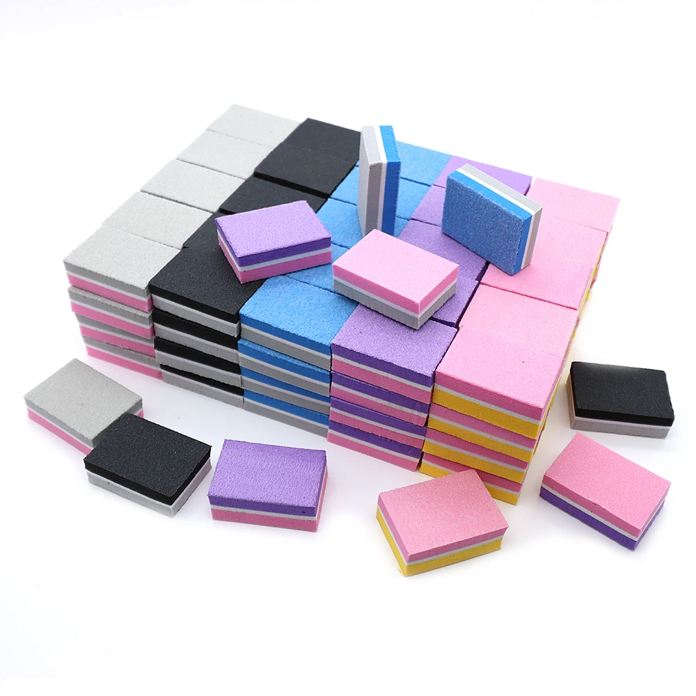 10 Pcs/Lot Colorful Double-Sided Sandpaper Nail File Mini Sponge Square Nails File Tools Grit 100/180 For Salons/Nails Practices