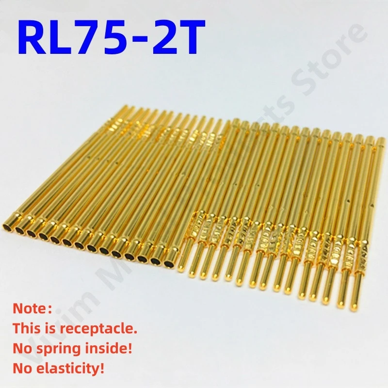 100PCS RL75-2T Test Pin PL75-B1 Receptacle Brass Tube Needle Sleeve Seat Crimp Connect Probe Sleeve 35.6mm Outer Dia 1.32mm
