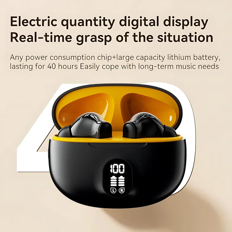 سماعات أذن لاسلكية TWS شاشة LED ذكية تعمل باللمس سماعة أذن HIFI صوت ستيريو متوافقة مع بلوتوث 5.3 لأجهزة Apple Xiaomi