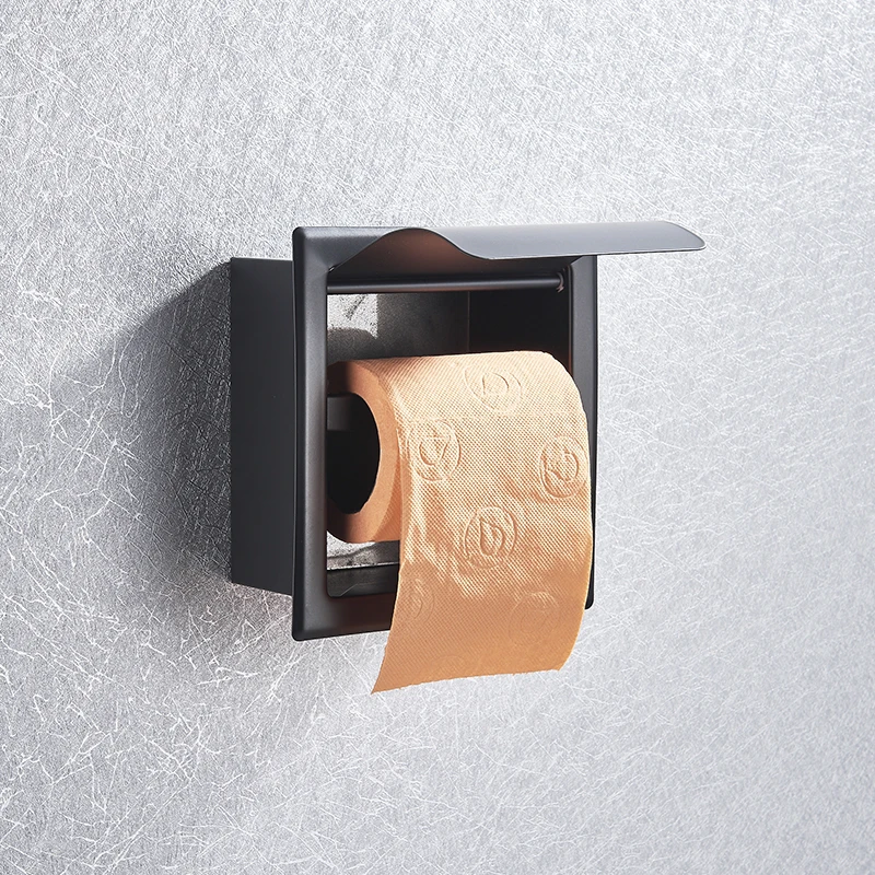 Shinesia Toilet Paper Holder For Bathroom Stainless Steel Concealed Roll Paper Box With Cover Bathroom Hardware Accessories