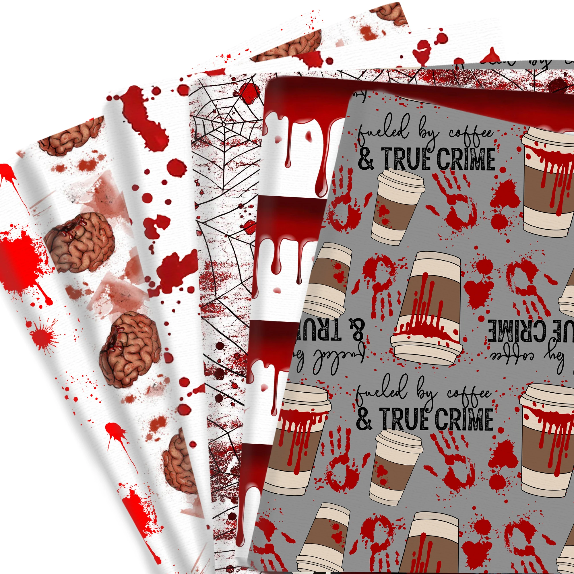 Tela de Halloween Horror sangre pura/algodón de poliéster/4 formas, tejido de punto elástico, tejido de costura, edredón, Material de costura, bolsa de tela DIY