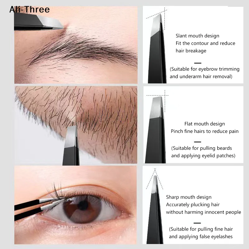 

1Pcs Precision Stainless Steel Tweezers For Eyebrow Hair Facial Hair Removal Splinter Blackhead Slant TipAngle Tip Pointed Tip