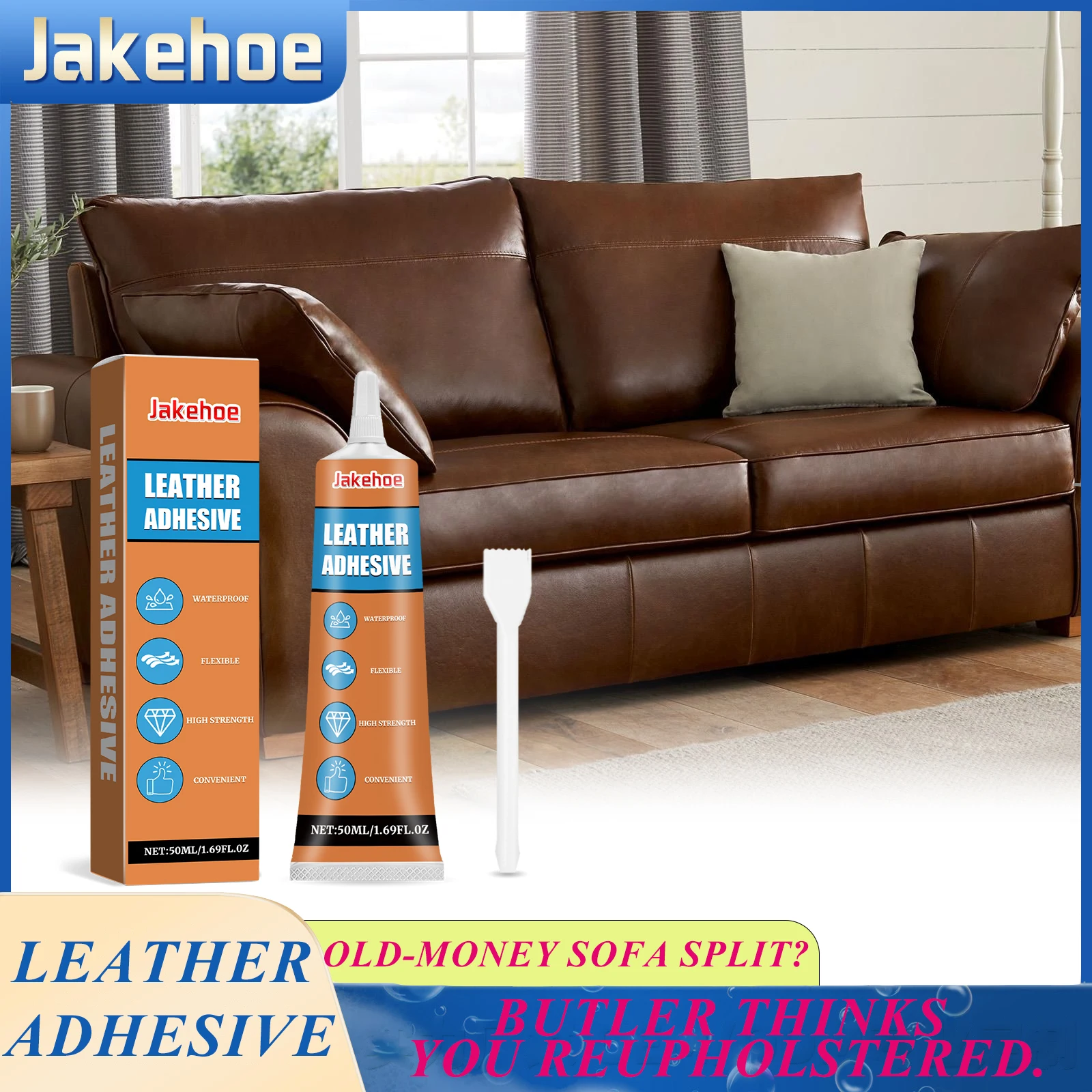 

Jakehoe 50 мл клей для ремонта кожаной ткани профессиональный гибкий клей для дивана, сумки, обуви, автокресла, прочное склеивание, водонепроницаемые сухи