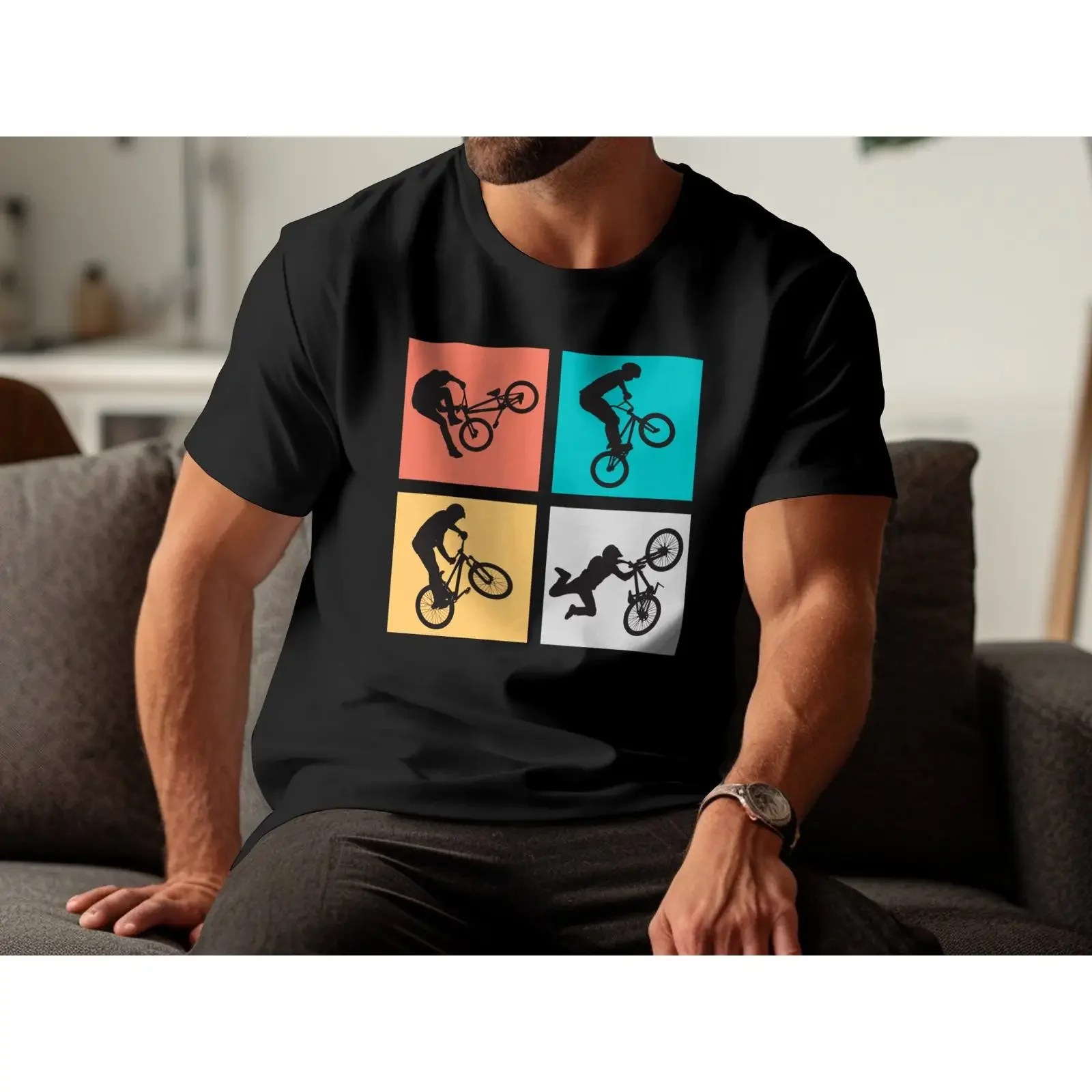 Retro Freestyle BMX Stunt Rider T Shirt Bicycle Cycling Lover Casual   vintage Washed graphic Slightly Comfortable