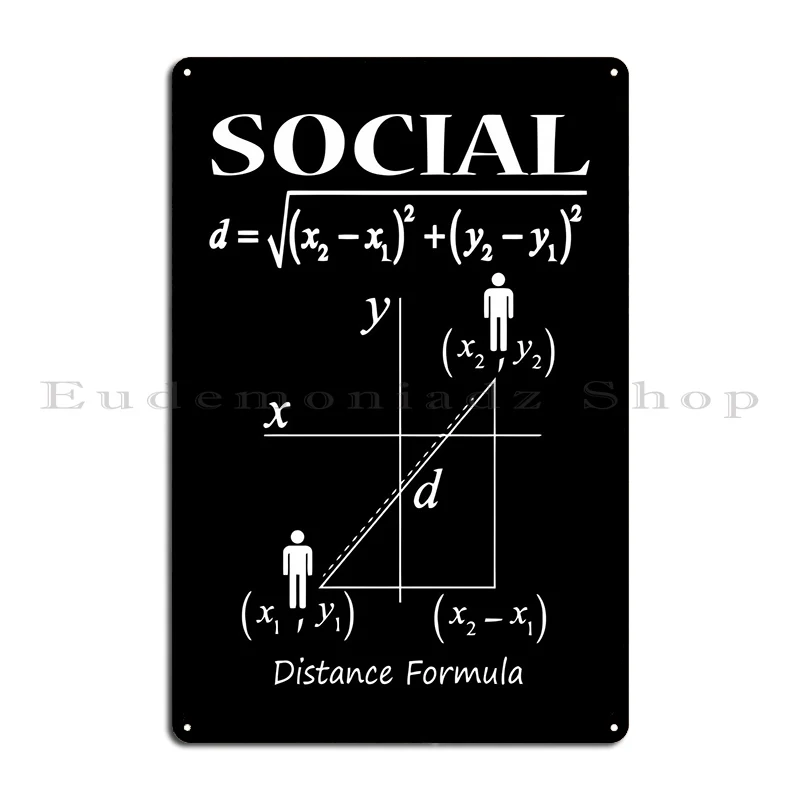 Social Distance Metal Sign Classic Printing Rusty Retro Cinema Tin Sign Poster