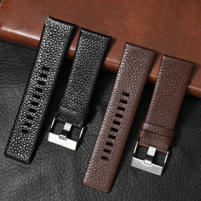 Genuine Leather  Watchband 22 24 26 27 28 30mm Black Brown Watch Strap for Diesel Watches DZ4386 1657 1399 1206 4323 Men