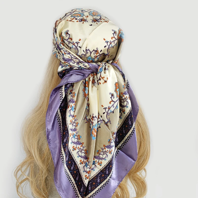 2022 Fashion Imitated Silk Scarf Ladies Outdoor Print Luxury Neck Hair Decorate Headband Scarf Outdoor Small Kerchief Soft Wrap