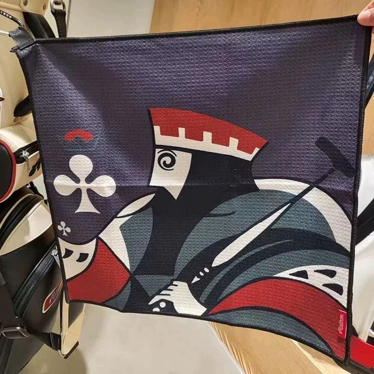 26-new-korean-golf-ball-towel-accessory-with-poker-pattern-outdoor-absorbent-soft-hanging-towel