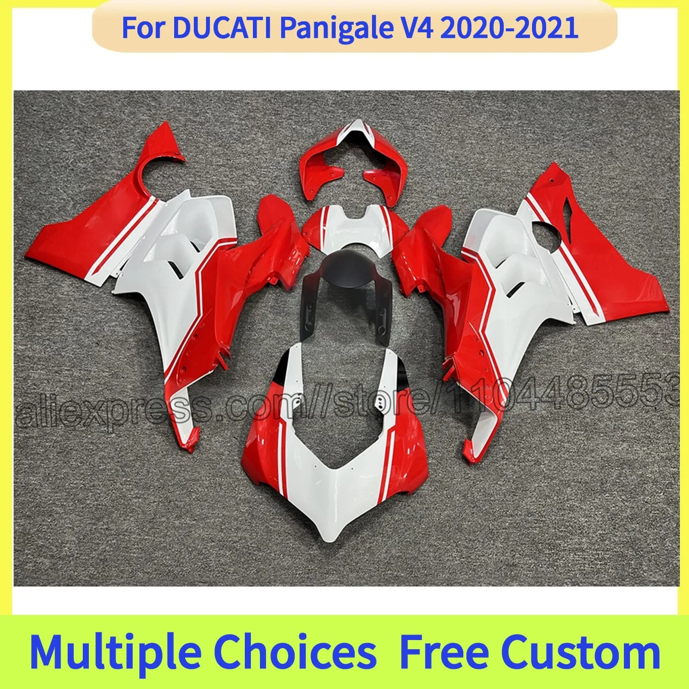 Full ABS Injection Fairings Set For Ducati Panigale 2021 V4 V4S V4R 2020 Custom Parts Bodywork | White Red
