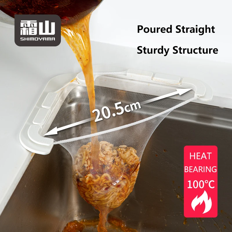

SHIMOYAMA Sponges Strainer Soup Filter Triangular Mesh Basket Sink Trash Net Mesh Holder Rack With Mesh Bags