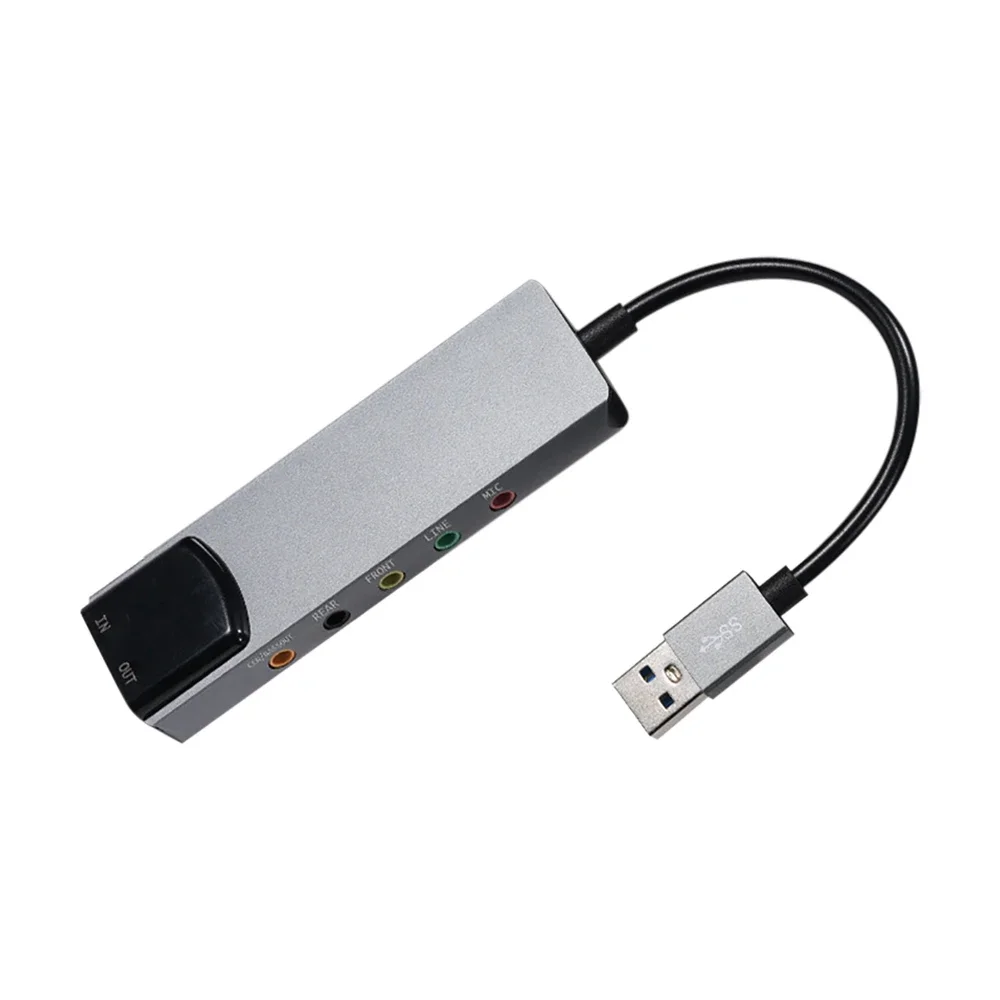 6-in-1 USB External Optical Sound Card Multifunction Audio Converter Adapter for Notebook Aluminium Sound Card