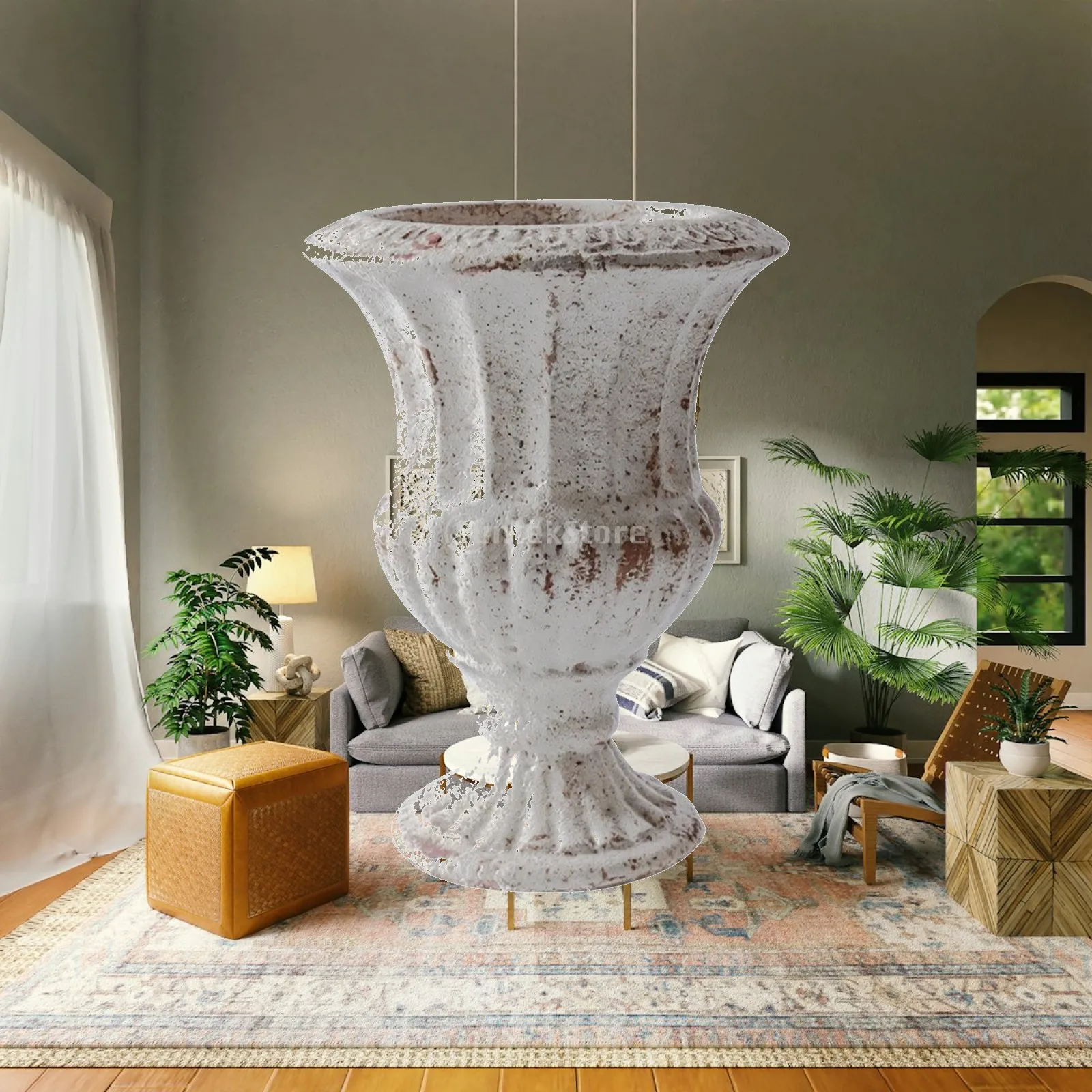 Elegant Pedestal Ceramic Vase Distressed Brown Speckled Surface Decorative Flower Vase for Shelf Display Modern Home Decor
