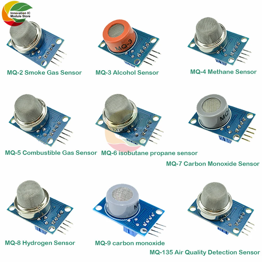 MQ-2 MQ-3 MQ-4 MQ-5 MQ-6 MQ-7 MQ-8 MQ-9 MQ-135 Detection Smoke Methane Liquefied Gas Sensor Module for Arduino Starter DIY Kit